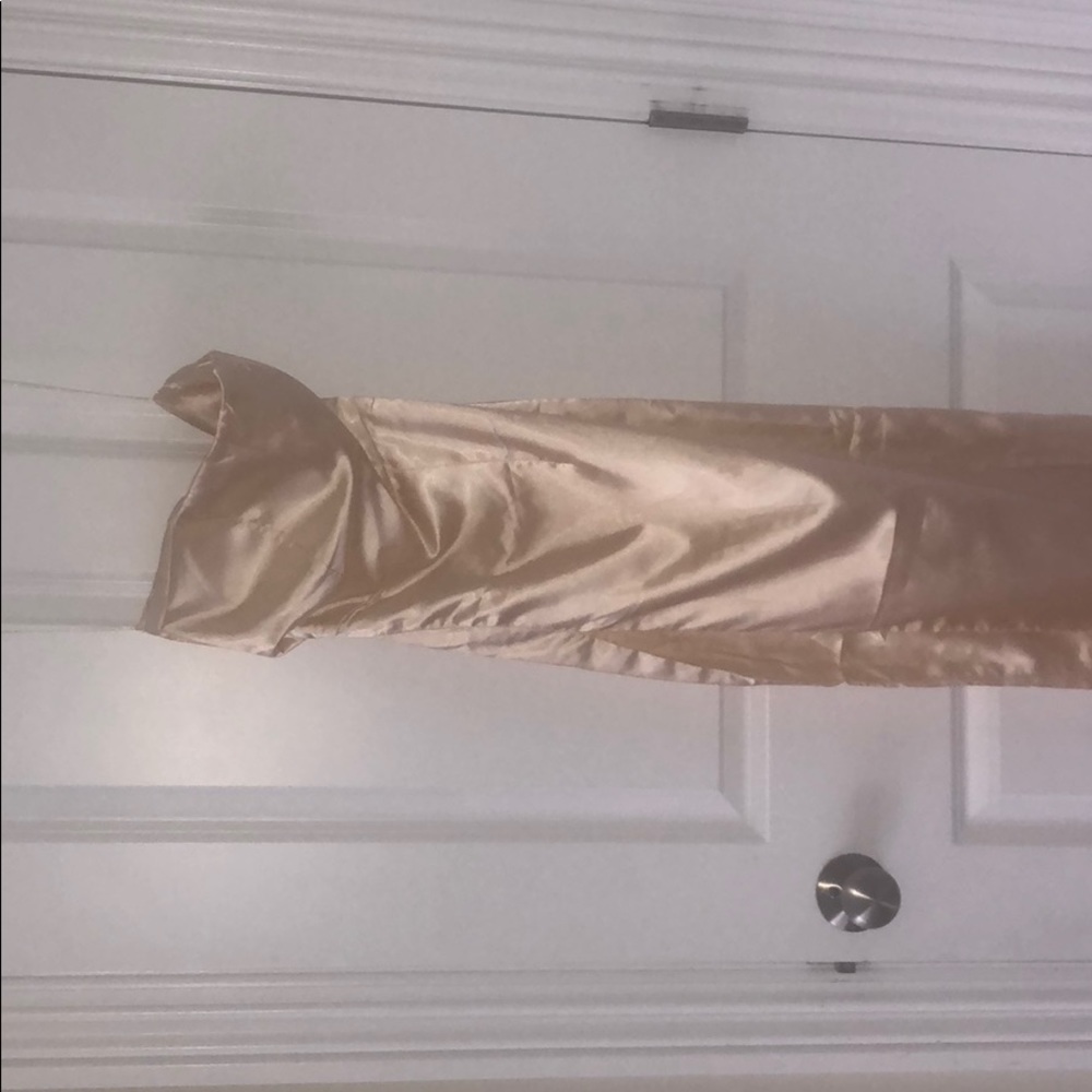 Meshki strapless champagne color dress